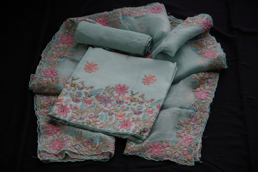 Pure organza Unstitched Suit set