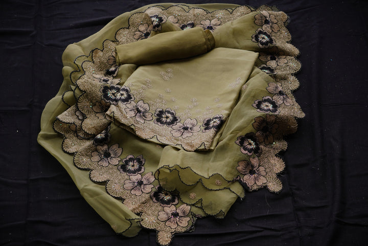 Organza Unstitched Suit set