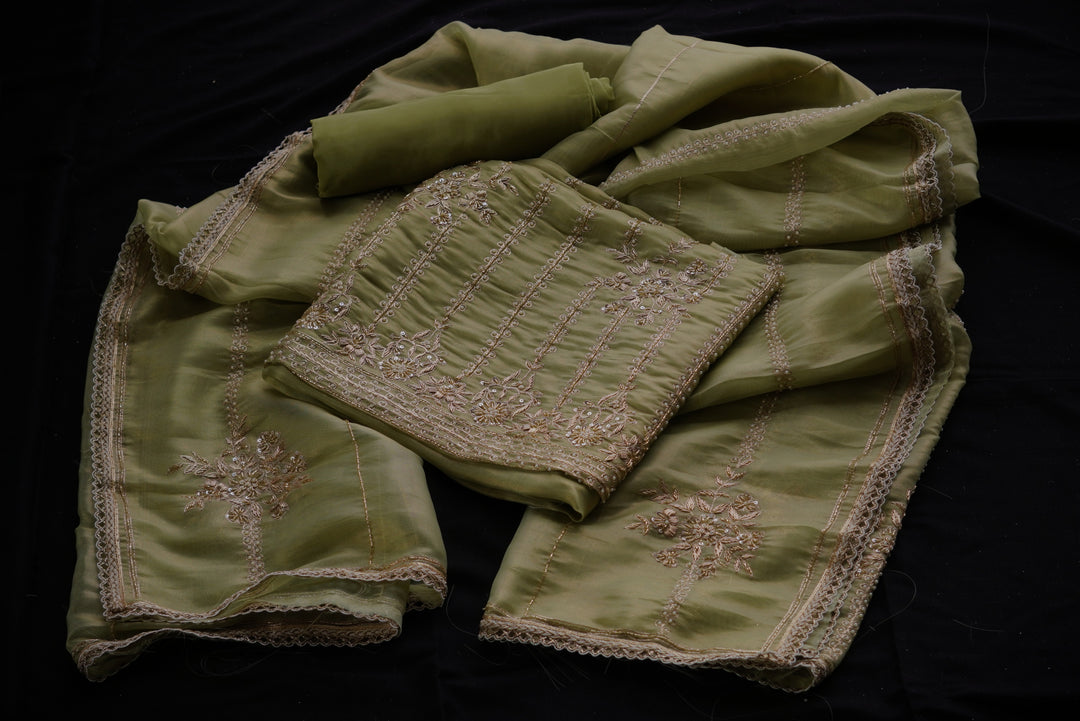 Pure Organza Unstitched Suit set