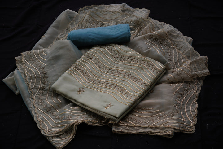 Organza with unstitched suit set