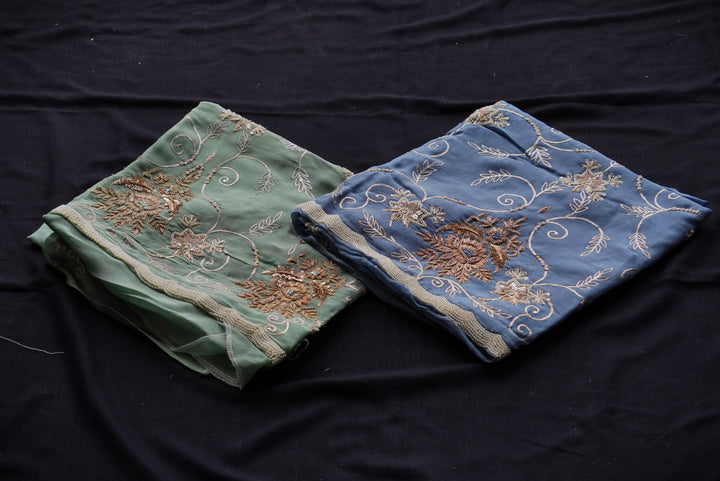 Organza with Hand Embroidery Unstitched Suit