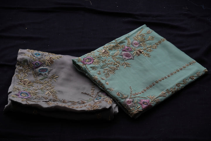 Satin Organza Unstitched Suit Set