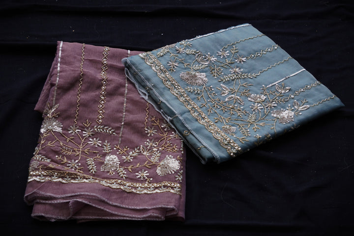 Crush Fabric with Hand Embroidery