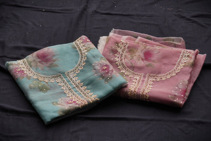 Glass Tissue with Digital Print Unstitched Suit Set