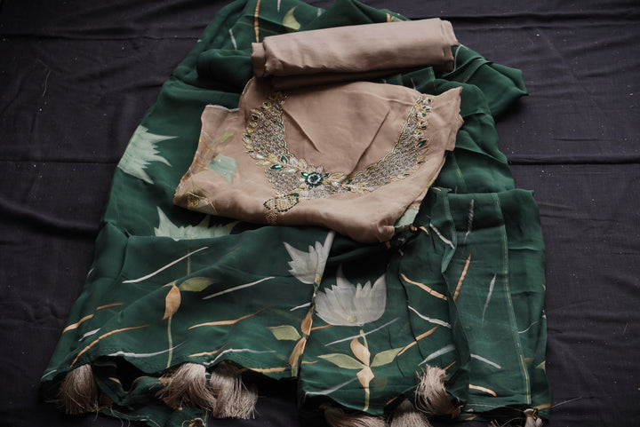 Organza Unstitched Suit Set