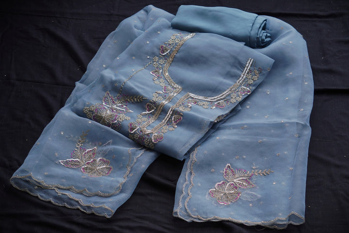 Shimmer Organza Unstitched suit set