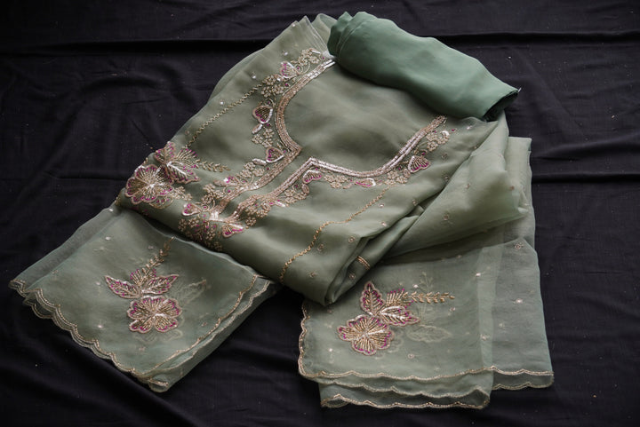 Shimmer Organza Unstitched suit set