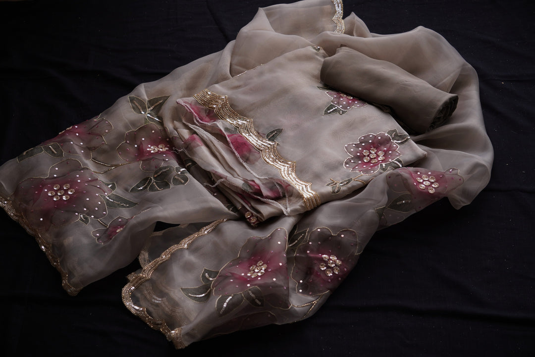 Glass Tissue with Digital Print Unstitched Suit Set