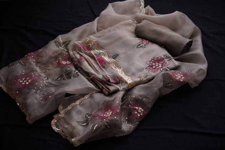 Glass Tissue with Digital Print Unstitched Suit Set