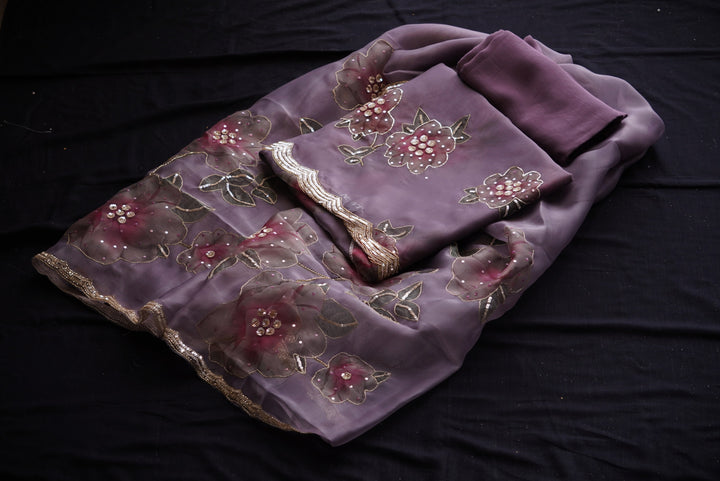 Glass Tissue with Digital Print Unstitched Suit Set