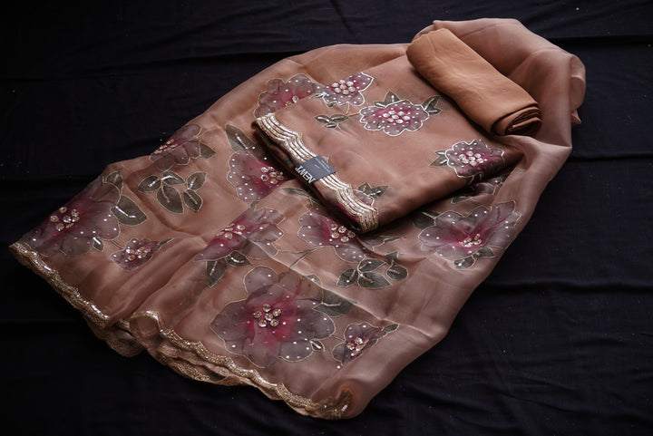 Glass Tissue with Digital Print Unstitched Suit Set