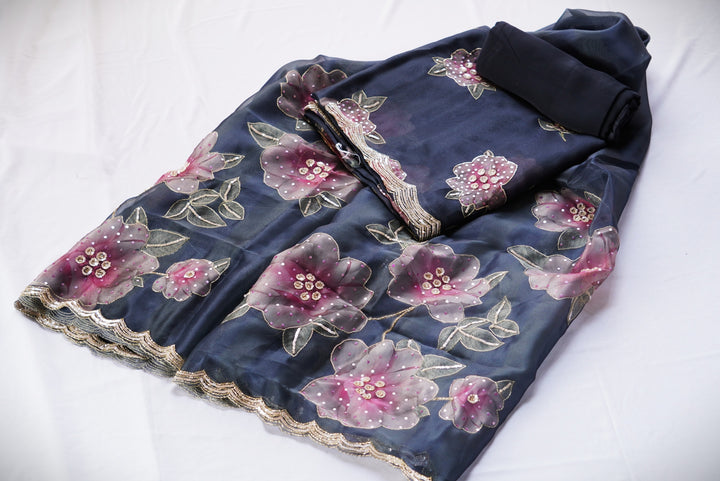 Glass Tissue with Digital Print Unstitched Suit Set