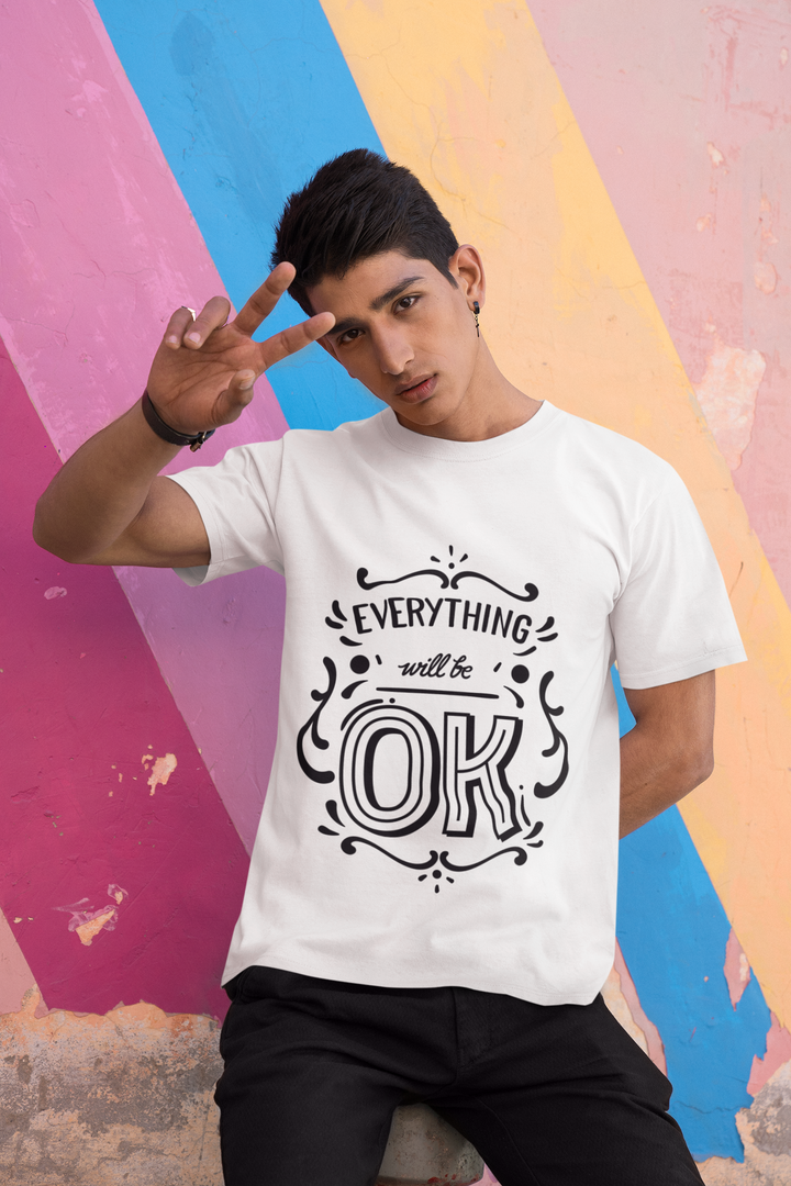 Everything ok Printed Tshirt by UQ(White)