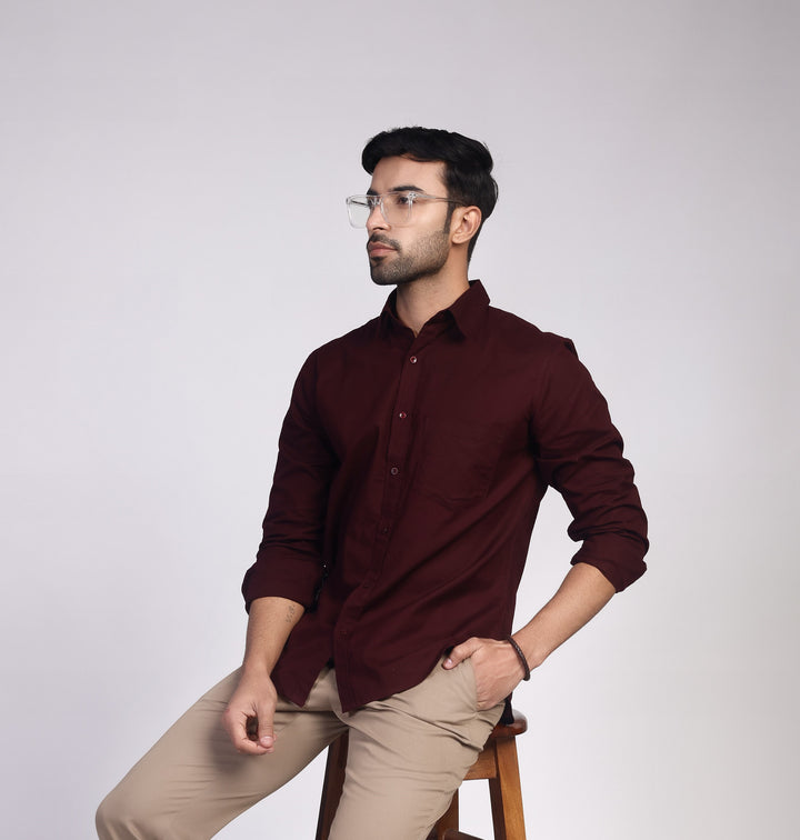 Linen Shirt - Burgundy