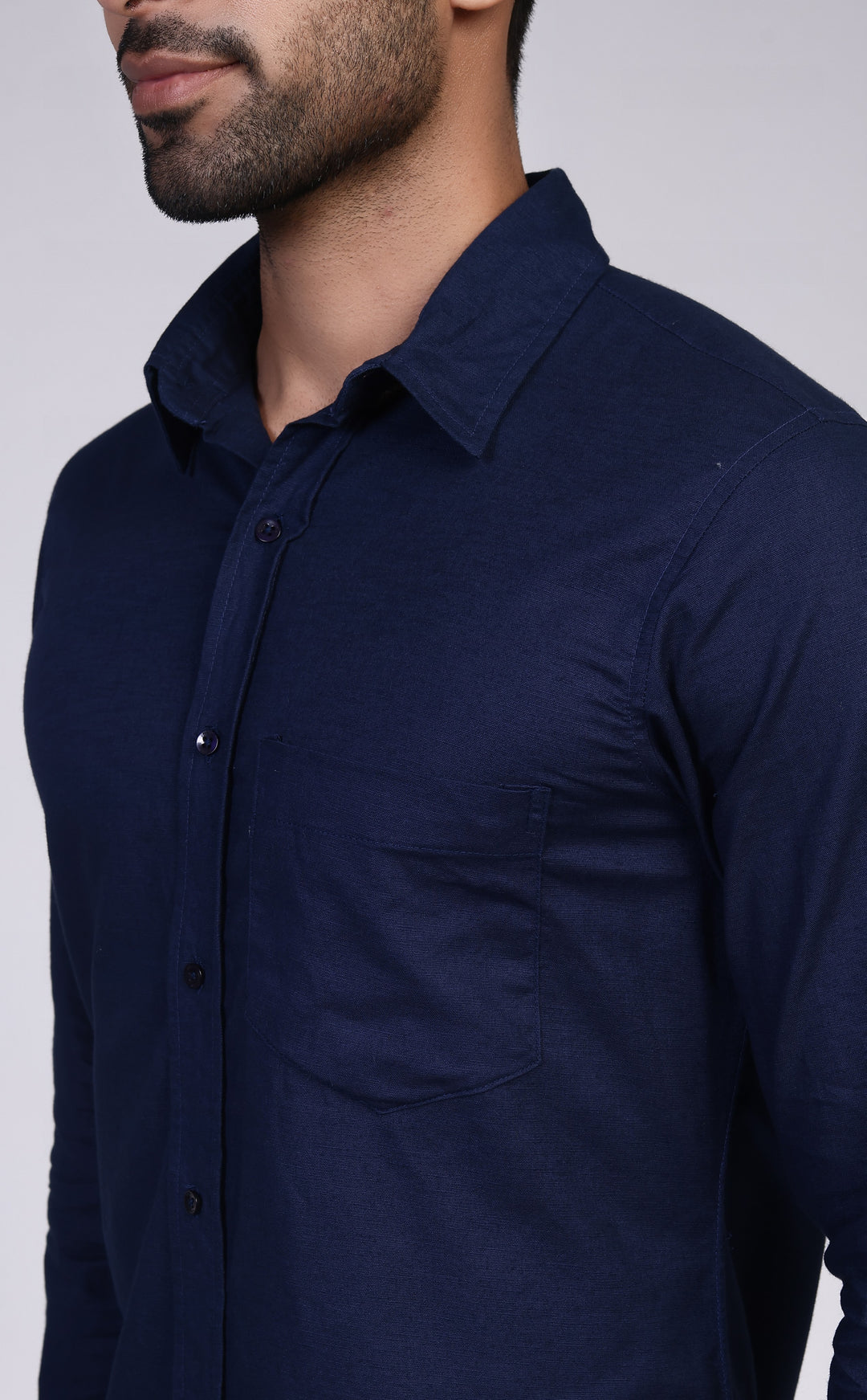 Linen Shirt - Navy Blue