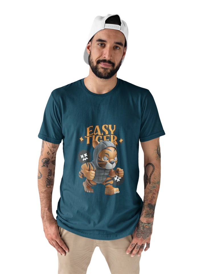 Easy Tiger Printed Tshirt by UQ(Petrol Blue)