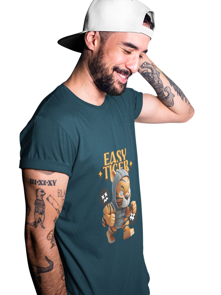 Easy Tiger Printed Tshirt by UQ(Petrol Blue)