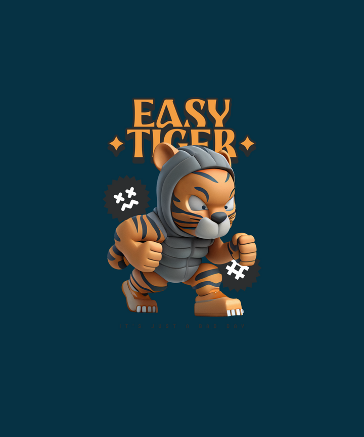 Easy Tiger Printed Tshirt by UQ(Petrol Blue)