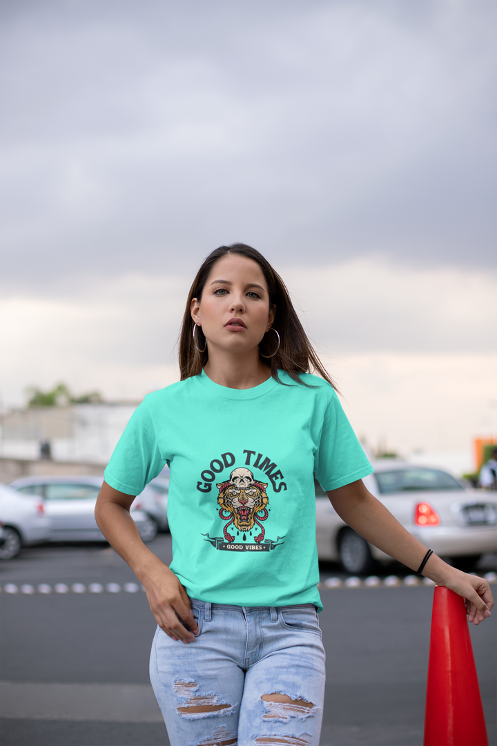 Good Times Printed Tshirt by UQ(Aqua Green)