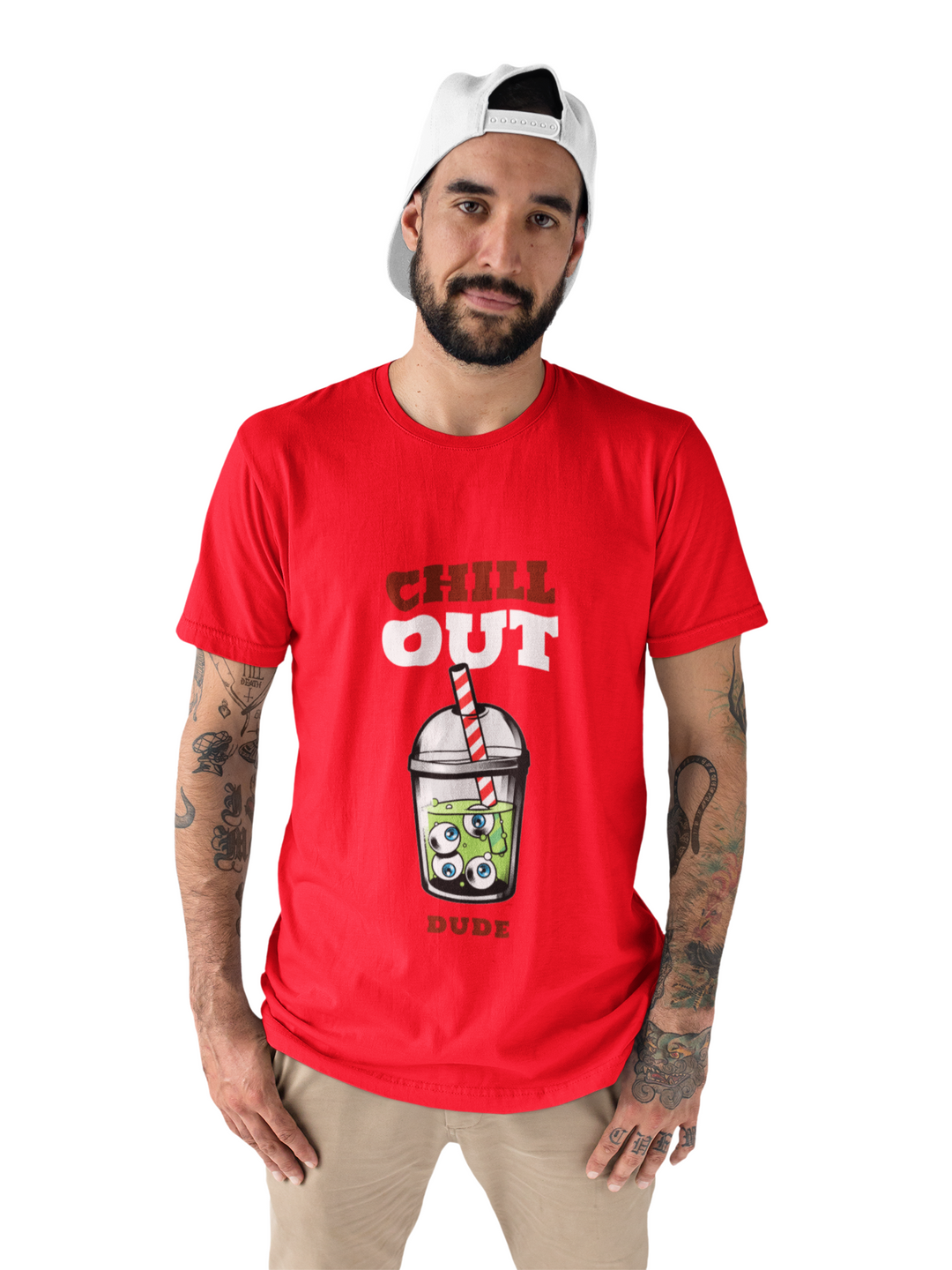 Chill Out Printed Tshirt by UQ(Red)