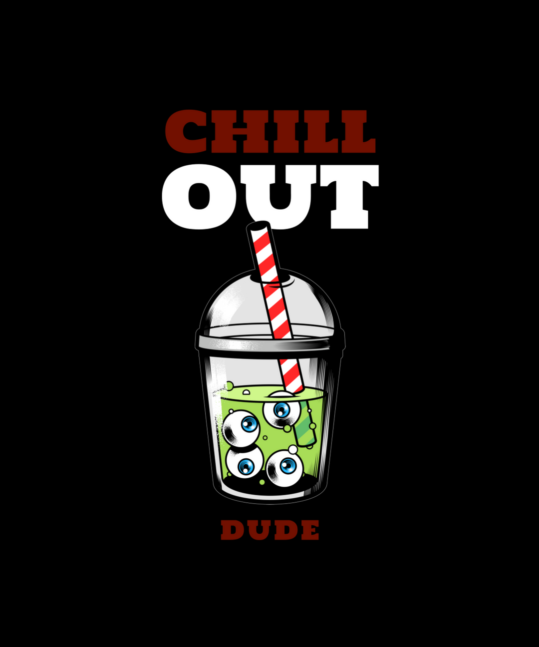 Chill Out Printed Tshirt by UQ(Black)