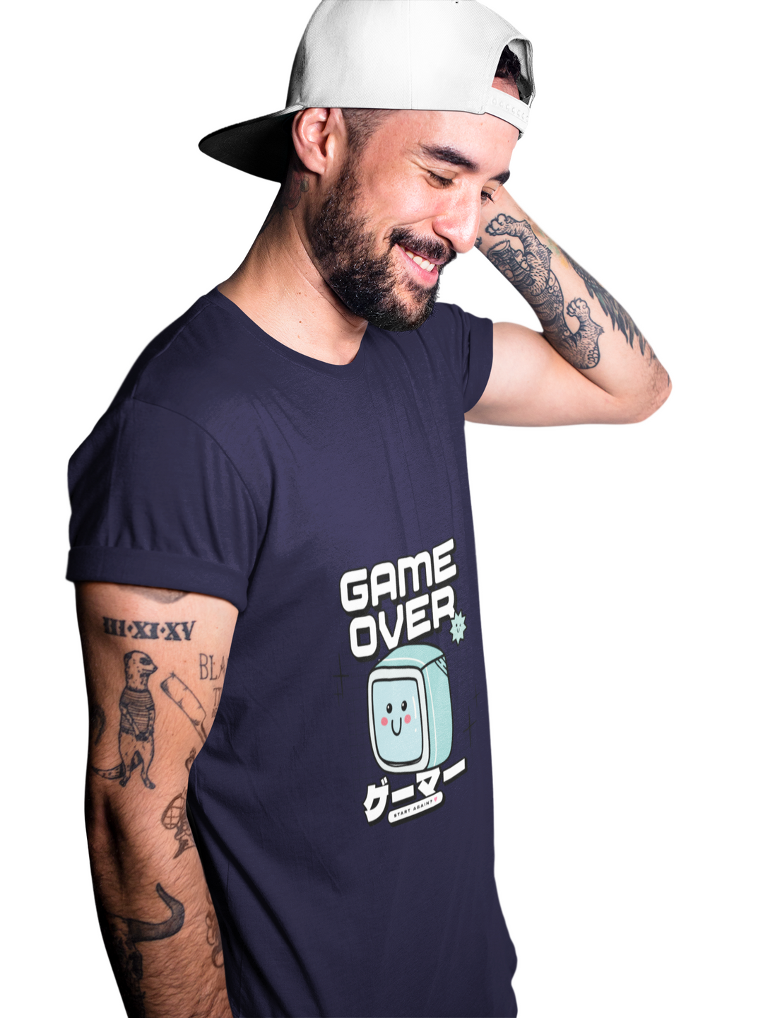 Game Over Printed Tshirt by UQ(Navy Blue)