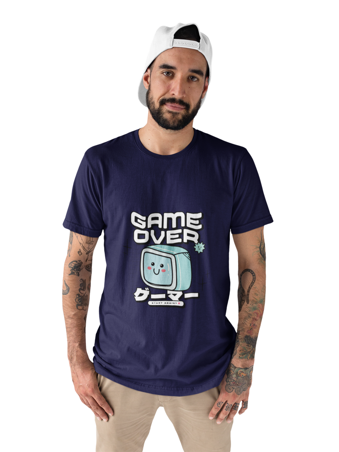 Game Over Printed Tshirt by UQ(Navy Blue)