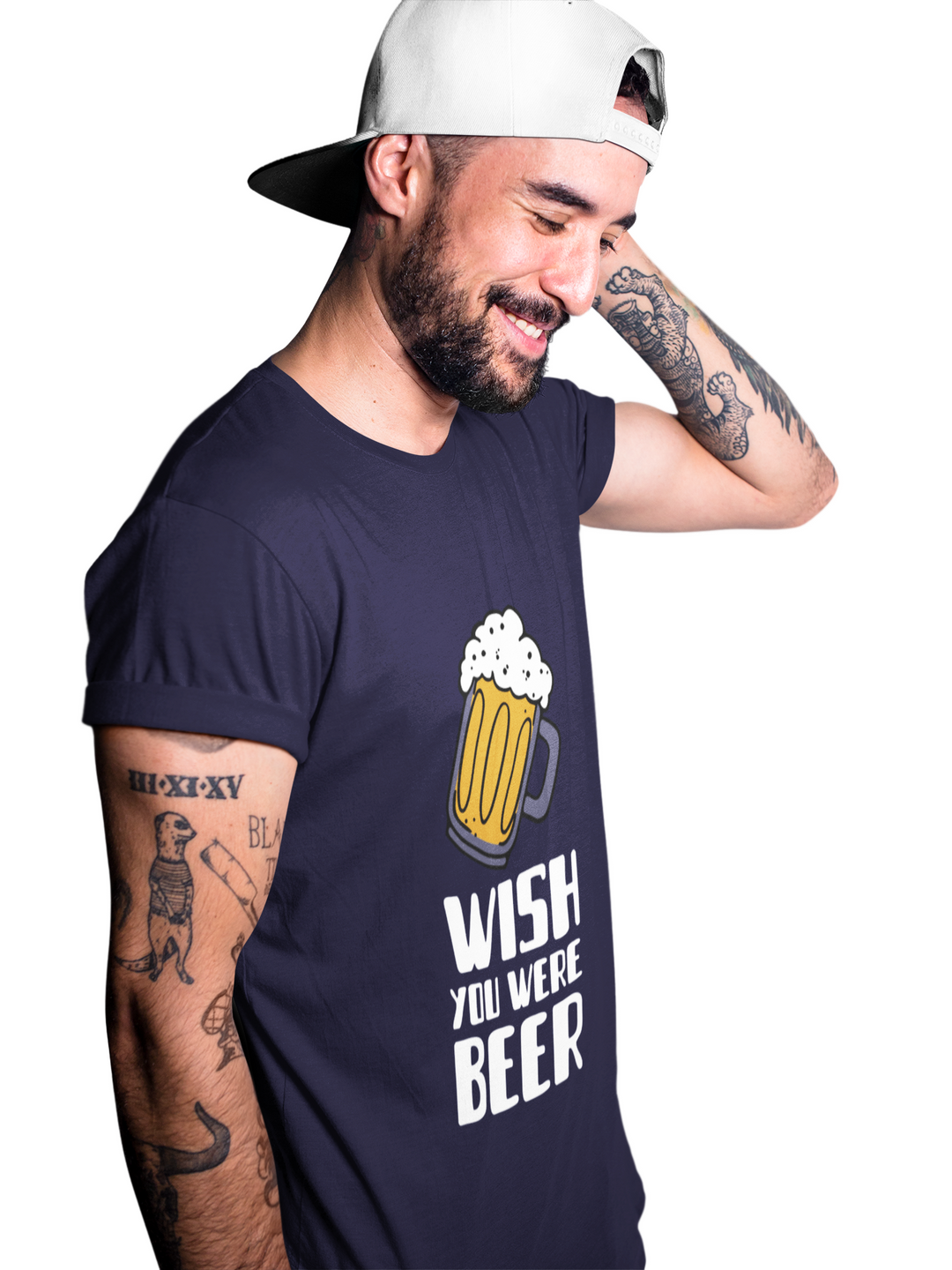 Beer Printed Tshirt by UQ(Navy Blue)