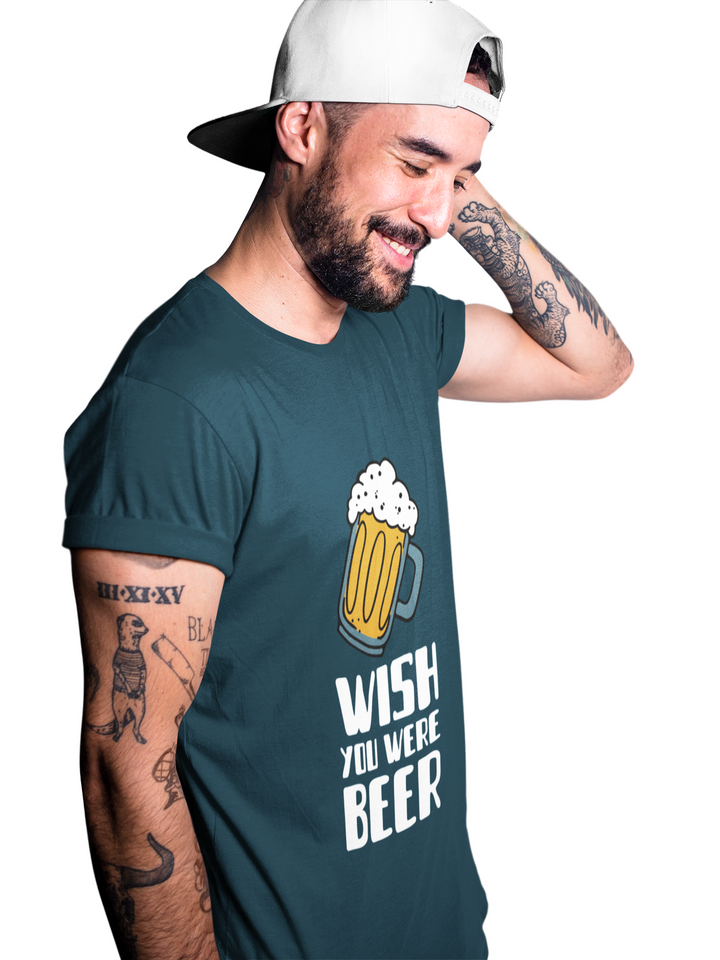 Beer Printed Tshirt by UQ(Petrol Blue)