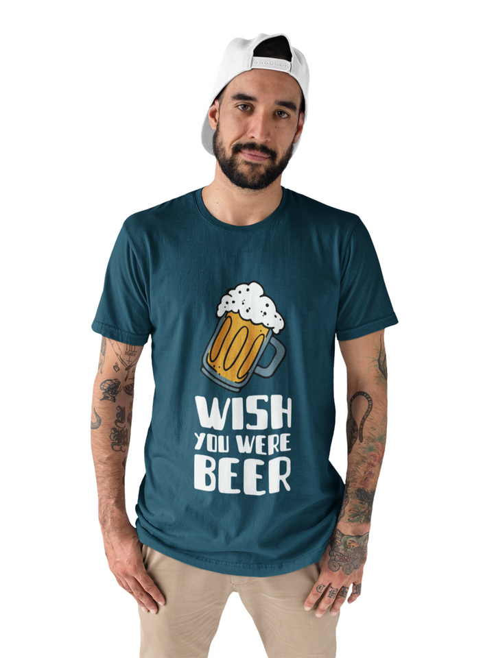 Beer Printed Tshirt by UQ(Petrol Blue)