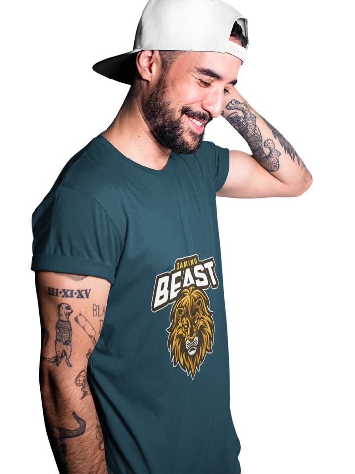 Gaming Beast Printed Tshirt by UQ(Petrol Blue)