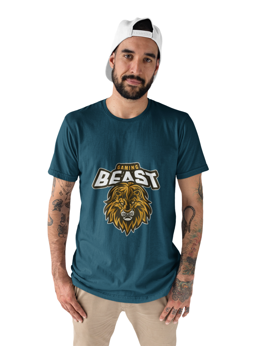 Gaming Beast Printed Tshirt by UQ(Petrol Blue)