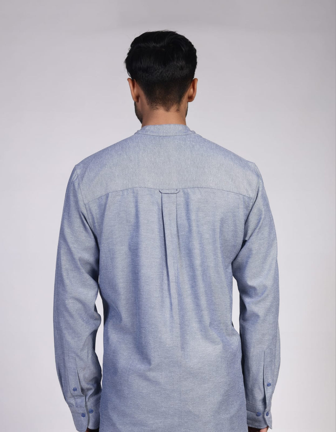 Oxford Mandarin Collar Shirt - Chambray