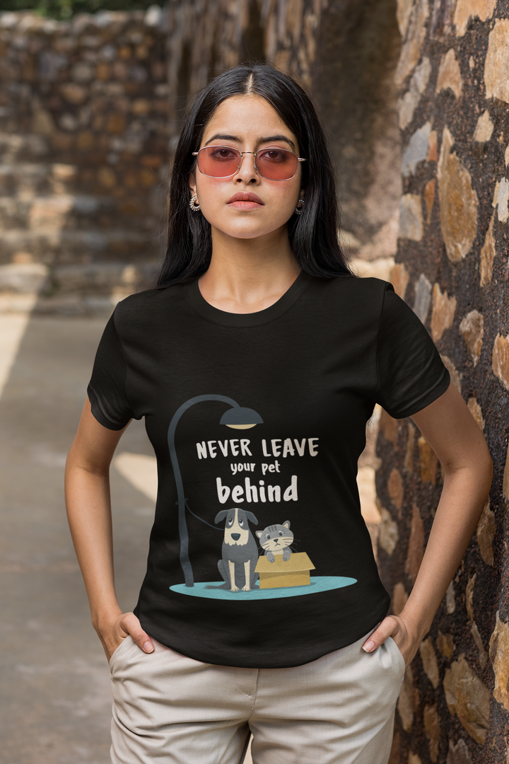 Never Leave Your Dog Printed Tshirt by UQ(Black)