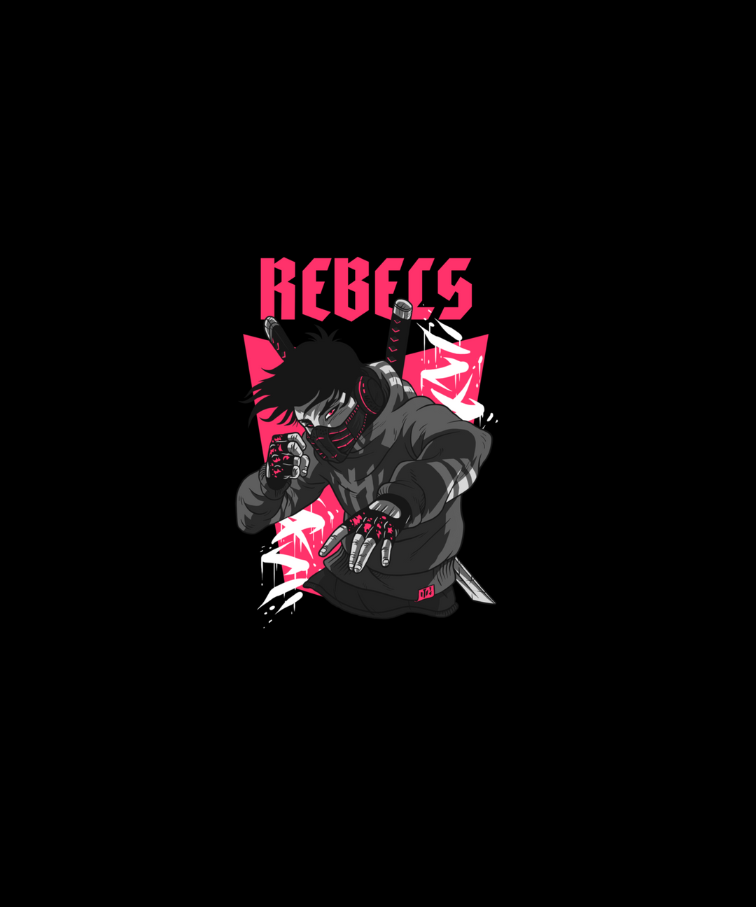 Rebel Printed Tshirt by UQ(Black)