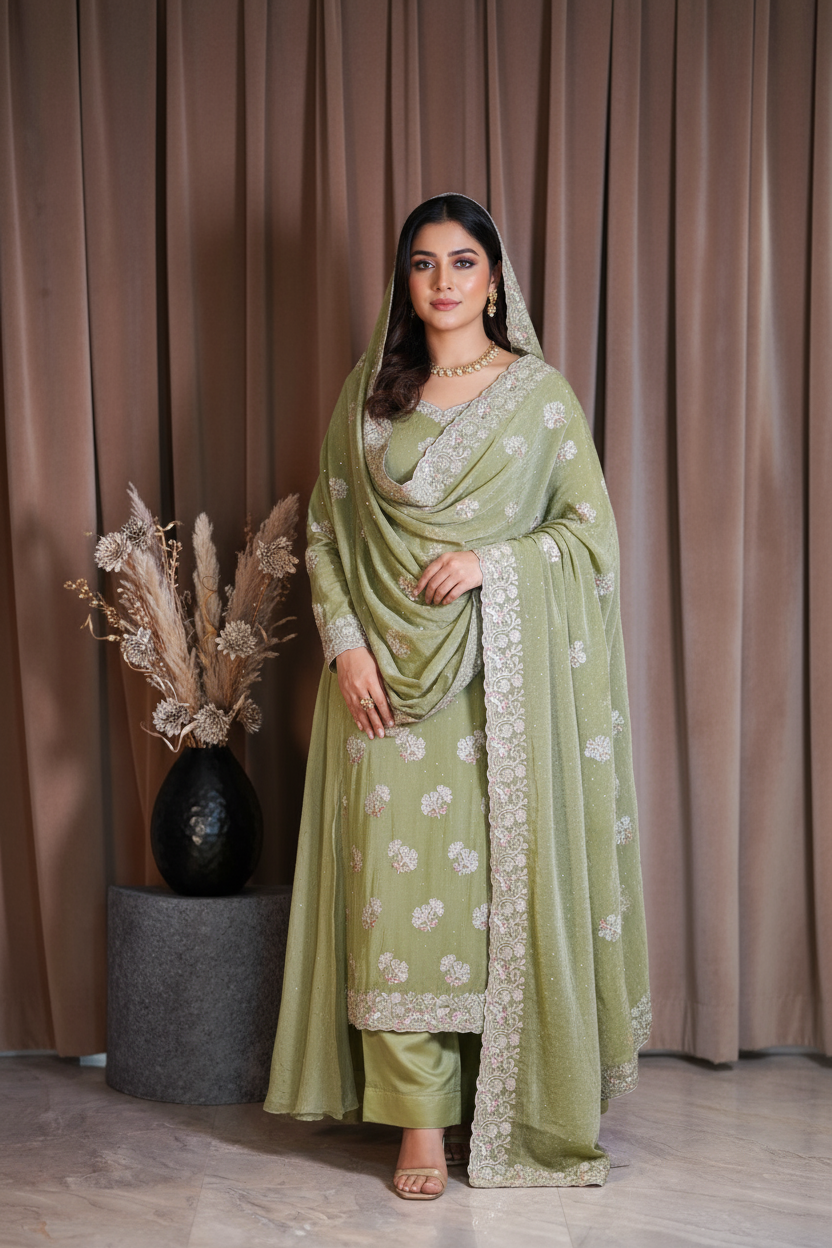 Shimmer tissue unstitched suit set