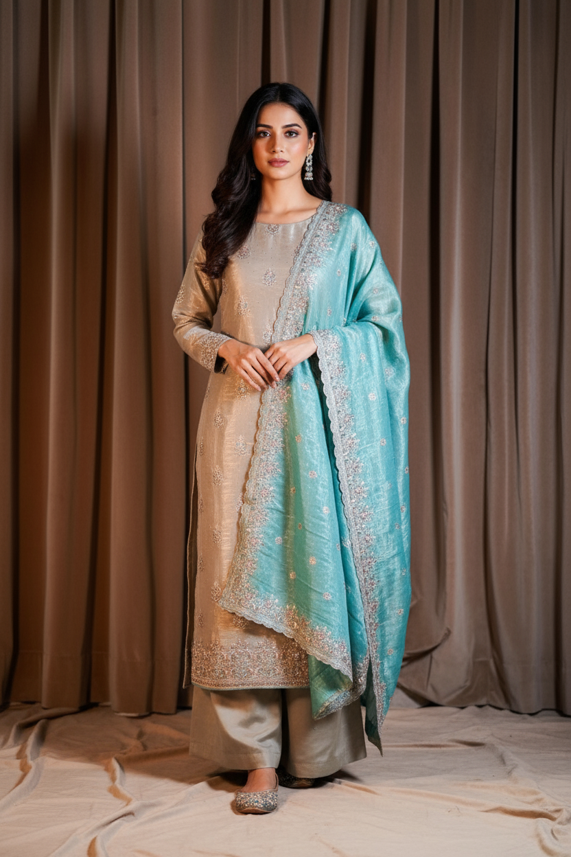 Silk unstitched suit set
