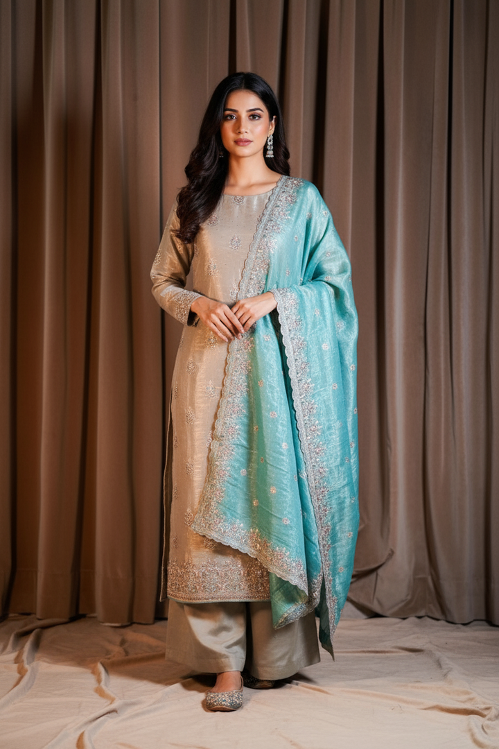 Silk unstitched suit set