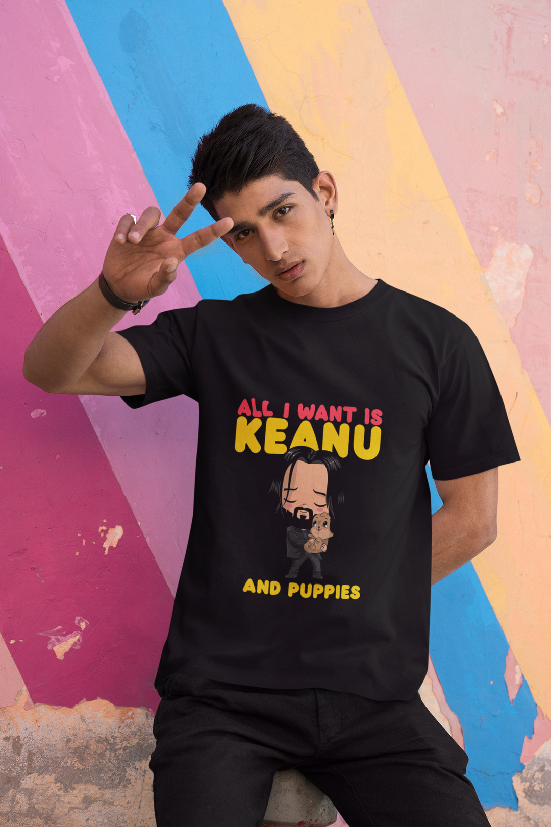 Keanu Printed Tshirt by UQ(Black)