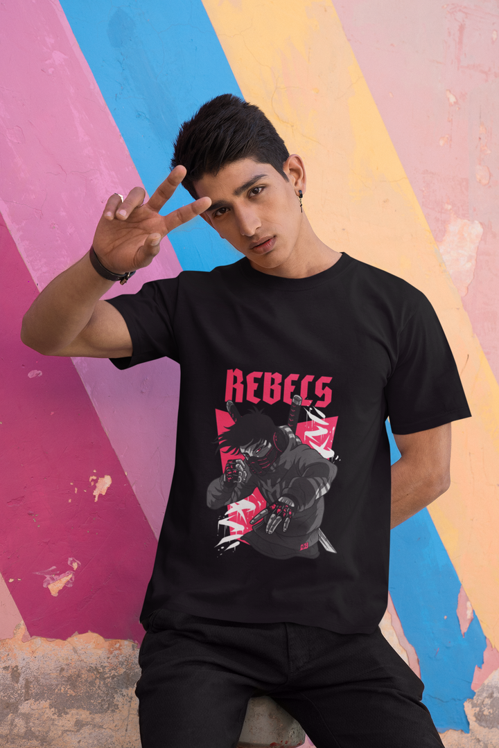 Rebel Printed Tshirt by UQ(Black)