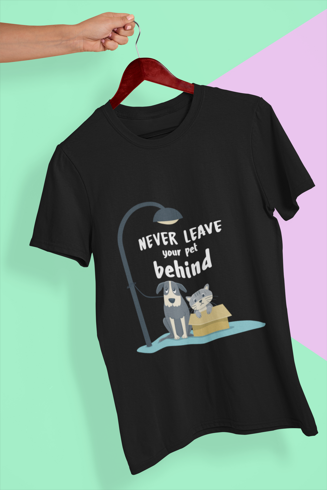 Never Leave Your Dog Printed Tshirt by UQ(Black)