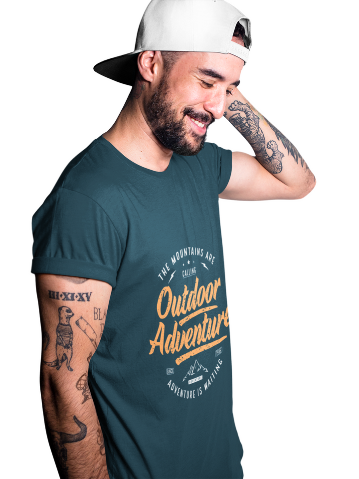 Outdoor Adventure Printed Tshirt by UQ(Petrol Blue)