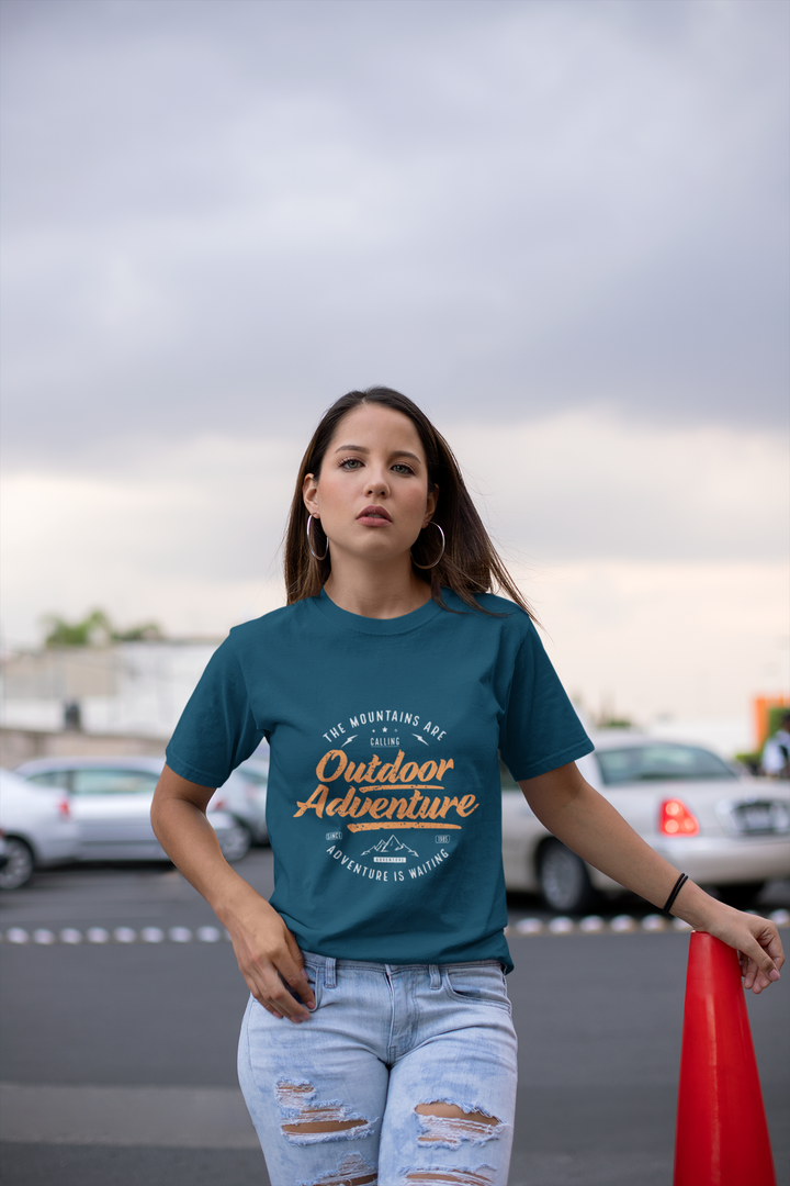 Outdoor Adventure Printed Tshirt by UQ(Petrol Blue)